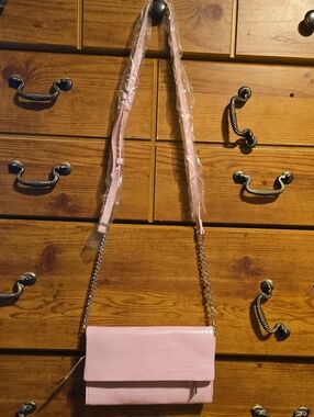 INC International Concepts Pink Croc-Embossed Chain Crossbody Bag